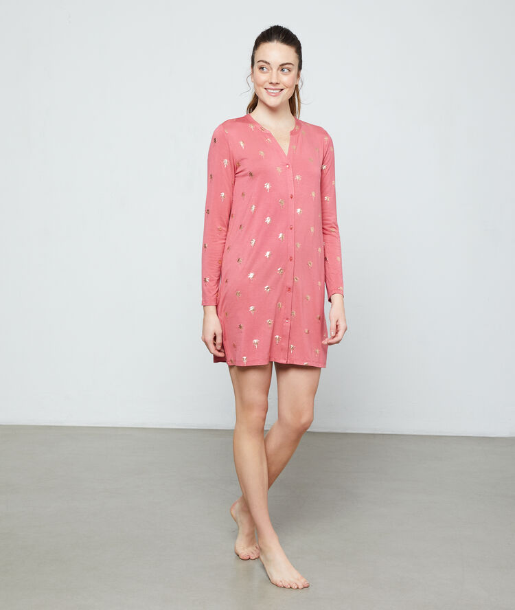 Palm tree printed nightshirt pink.