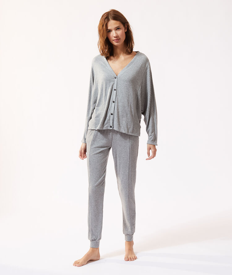 Pantalon uni loungewear gris.