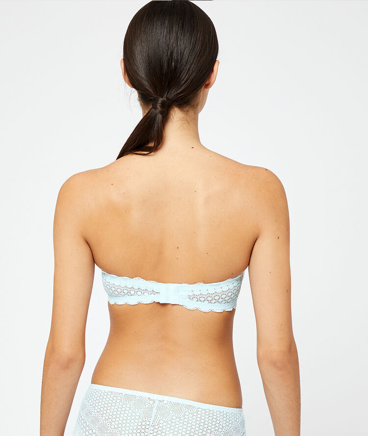 Lace bandeau bra blue sky.