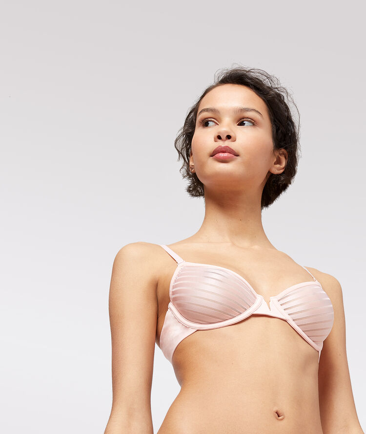 Bra with tulle details blush.