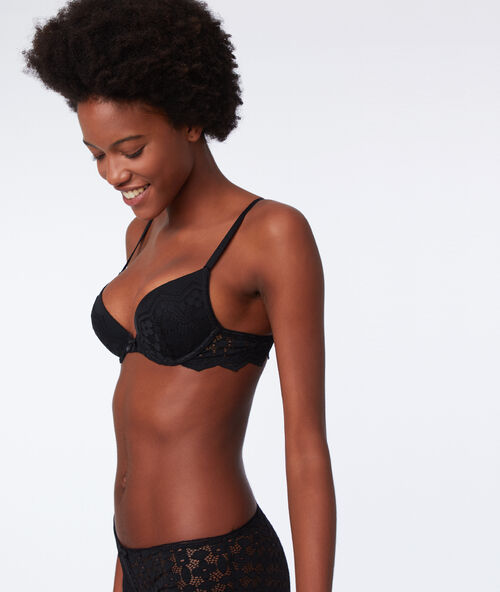 Bra no. 2 - lace plunge push-up bra  black.