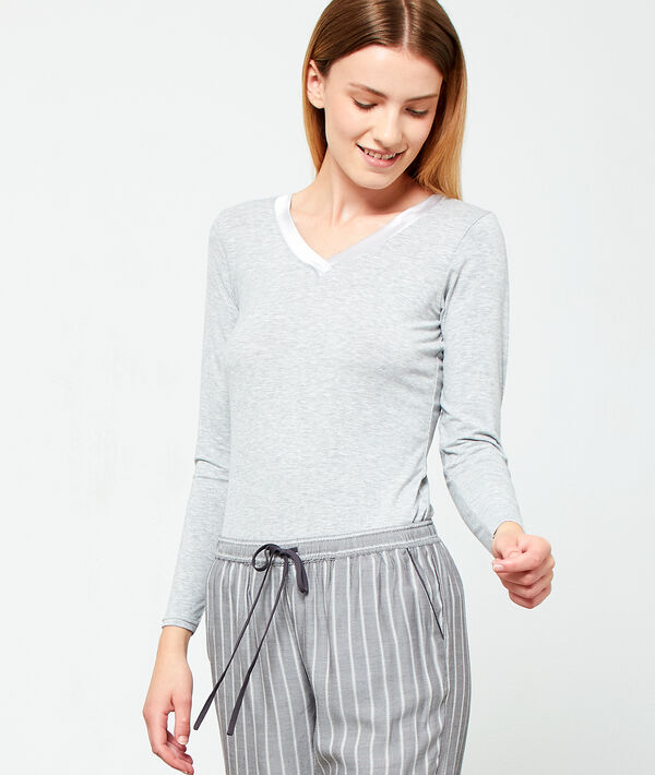 V neck satiny top V neck satiny top;${refinementColor}