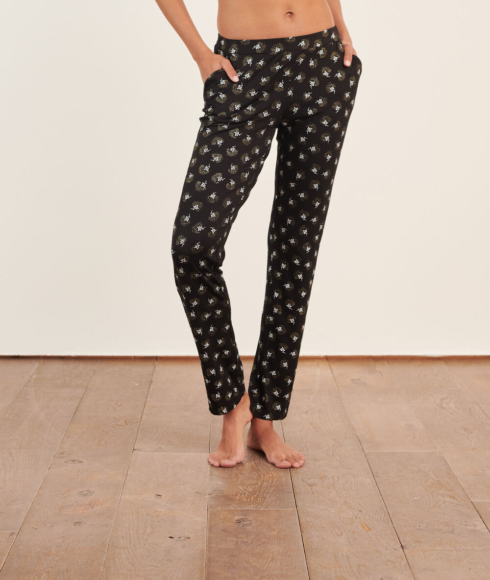 Pyjama trousers in print black.