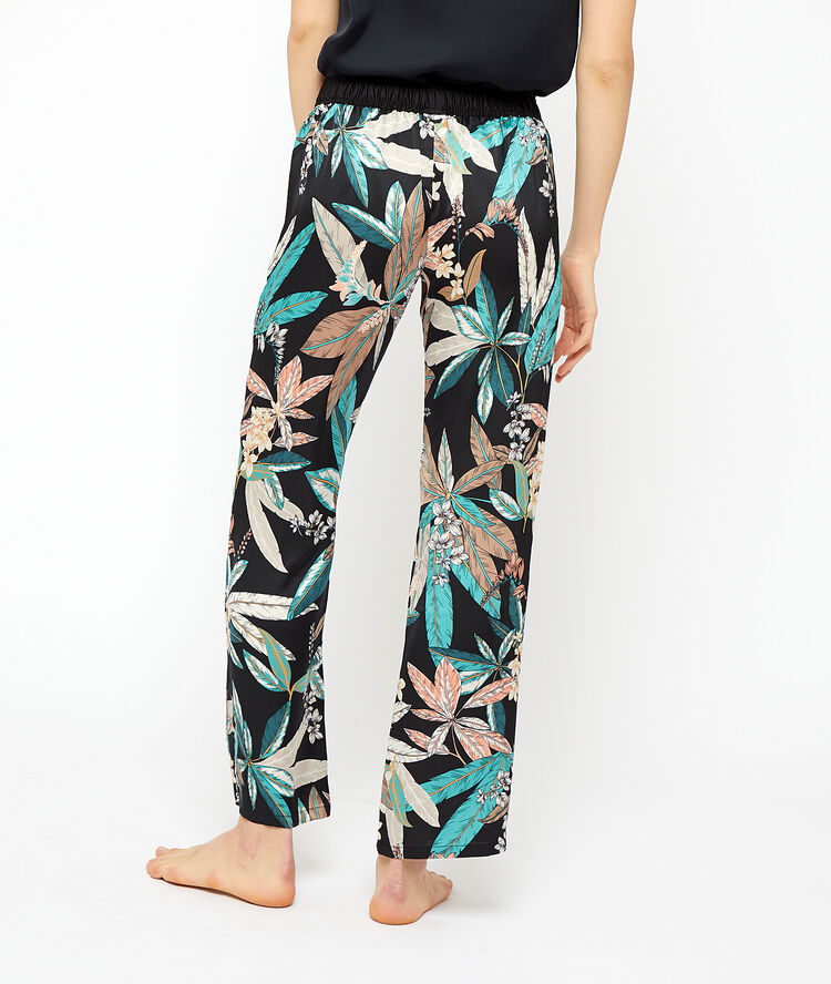 Foliage print trousers black.