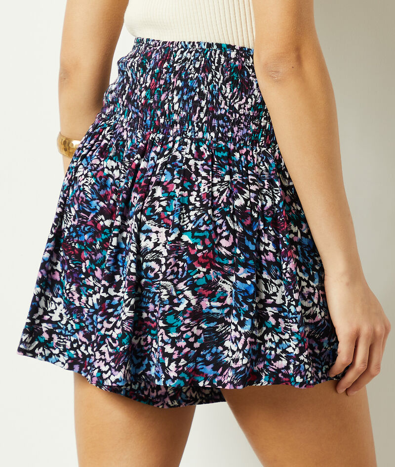Short Flowing Print Skirt;${refinementColor}