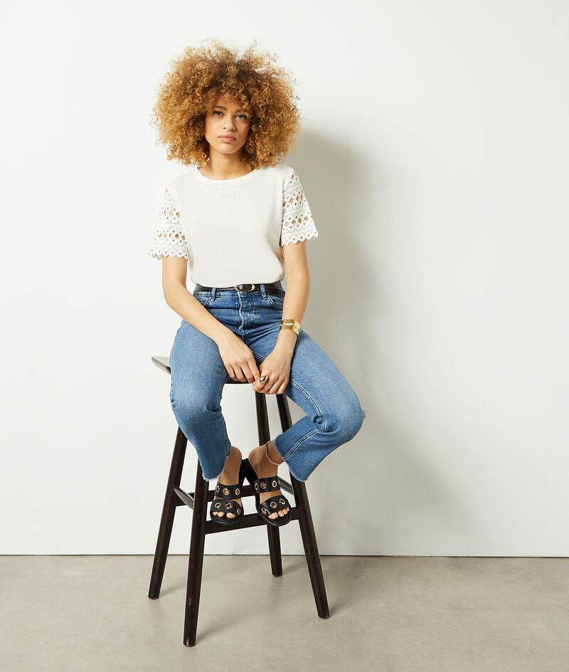 Short-Sleeved T-Shirt With Embroidery;${refinementColor}