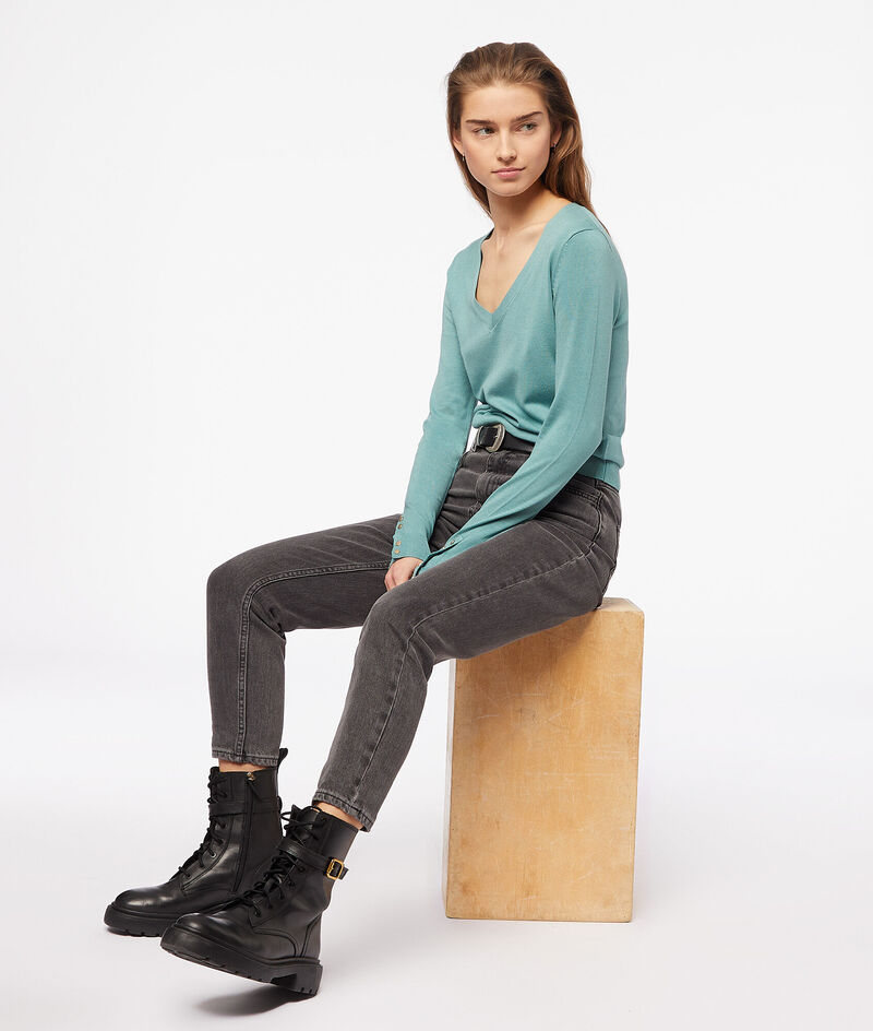 Knit V-Neck Sweater;${refinementColor}
