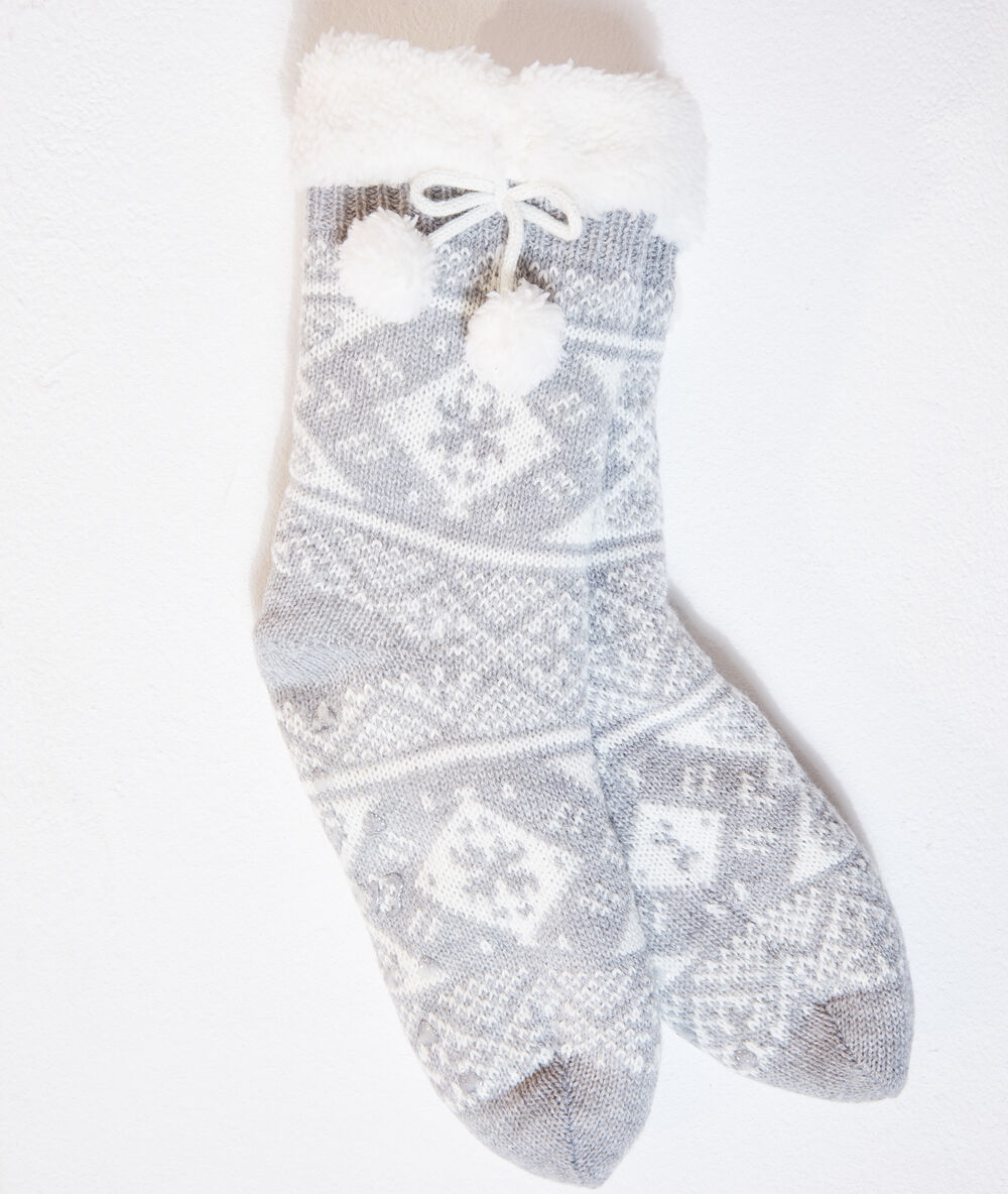 Pompons socks grey.