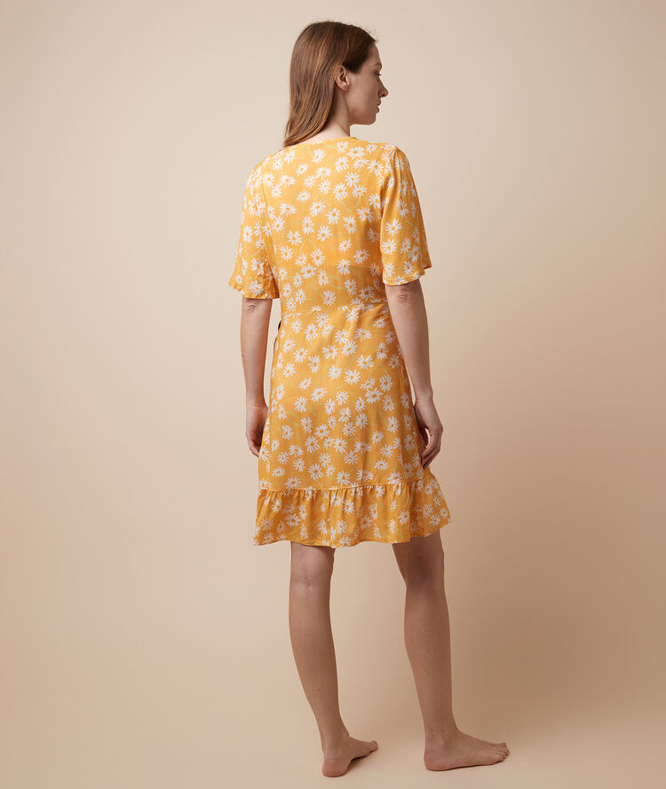 Floral print dress yellow.