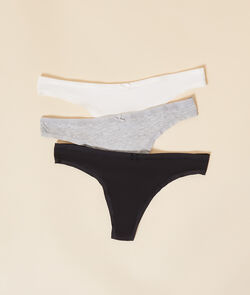 Pack Of 3 Cotton Thongs;${refinementColor}