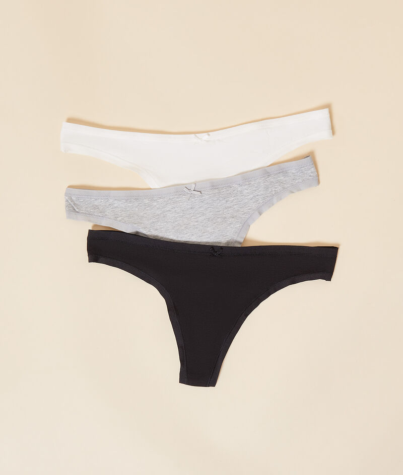 Pack of 3 cotton thongs;${refinementColor}