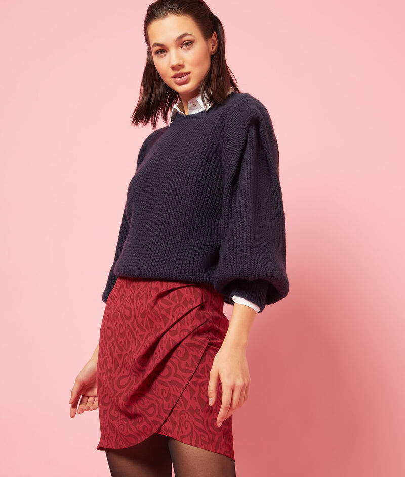 Puff Sleeve Knit Sweater;${refinementColor}