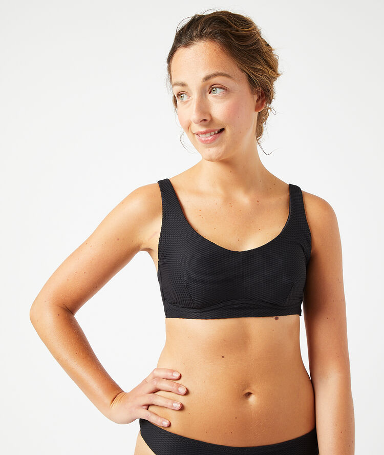 Haut de maillot de bain post-mastectomie brassi&egrave;re noir.