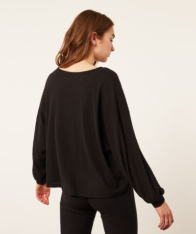 Long sleeve ribbed top;${refinementColor}