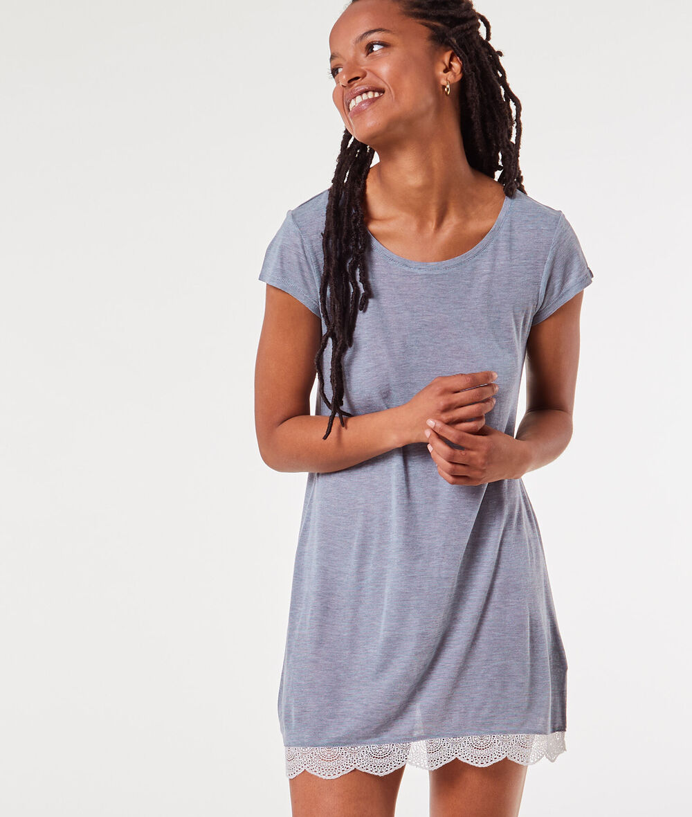 Nightshirt With Lace Details;${refinementColor}