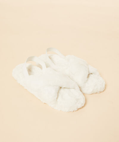 Furry open-toed mule slippers   ;${refinementColor}