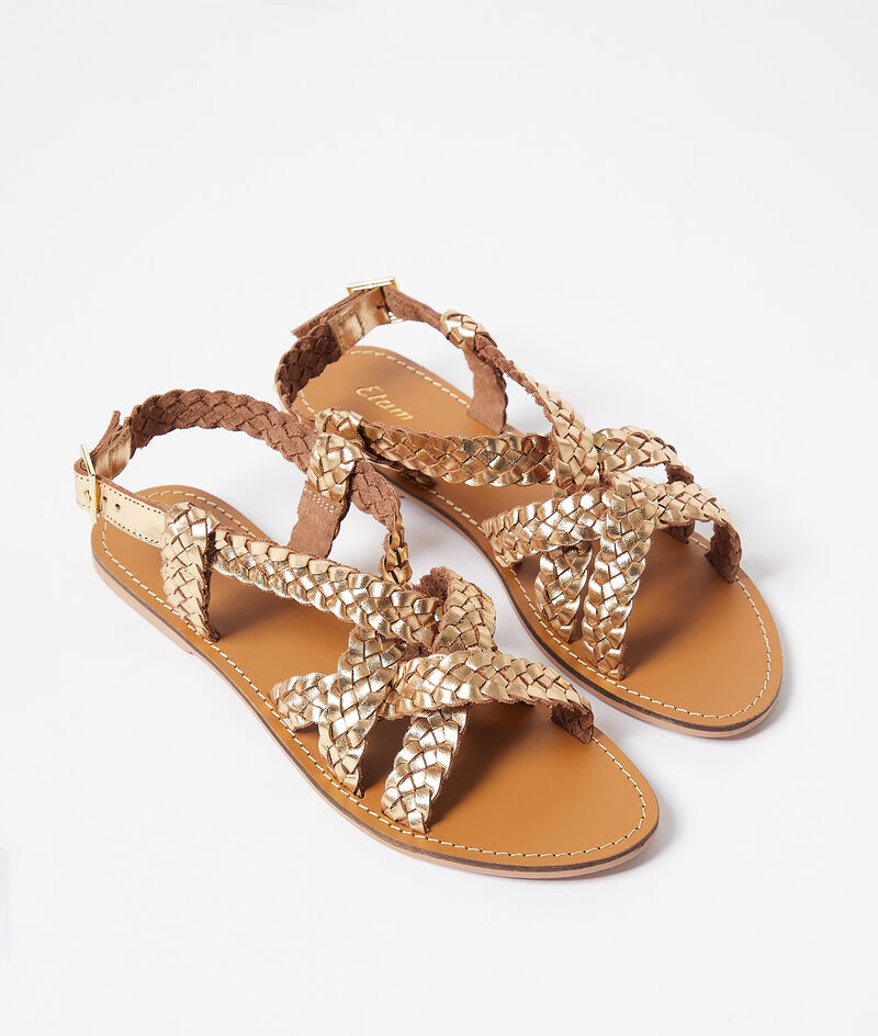 Braided Leather Sandals;${refinementColor}