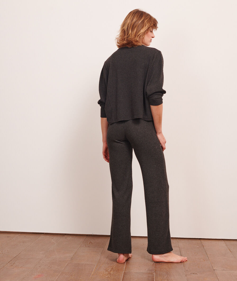 Loungewear ribbed trousers anthracite.