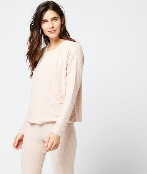 Ribbed knit top pink.