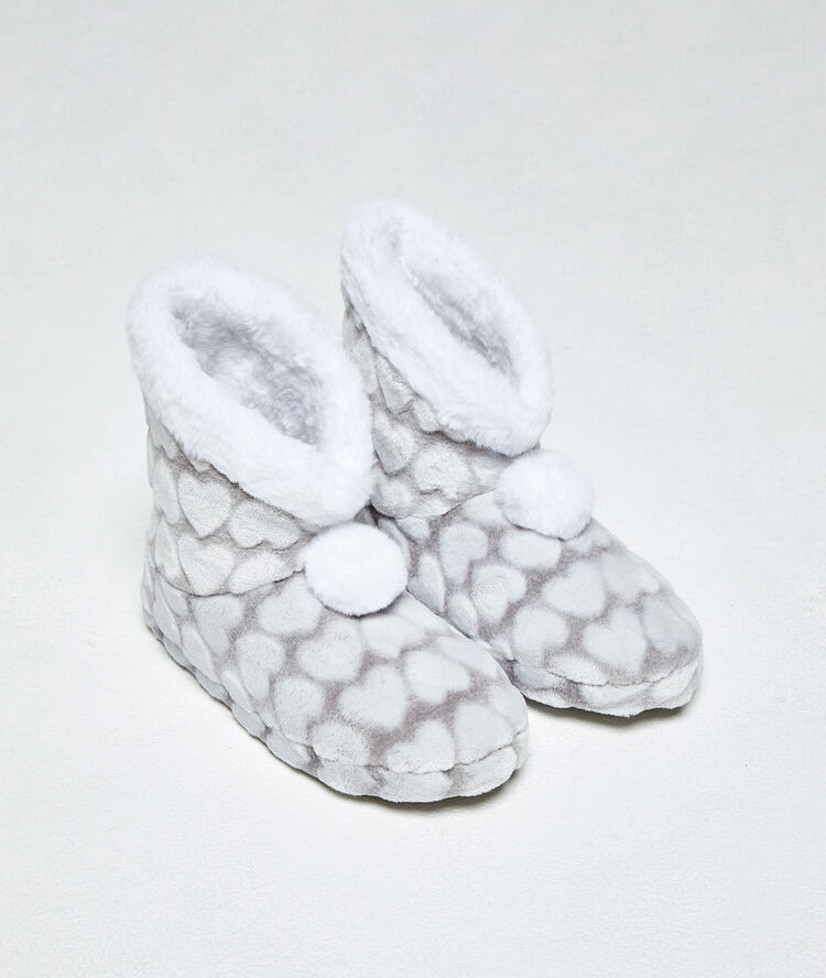 Chaussons bottines gris.