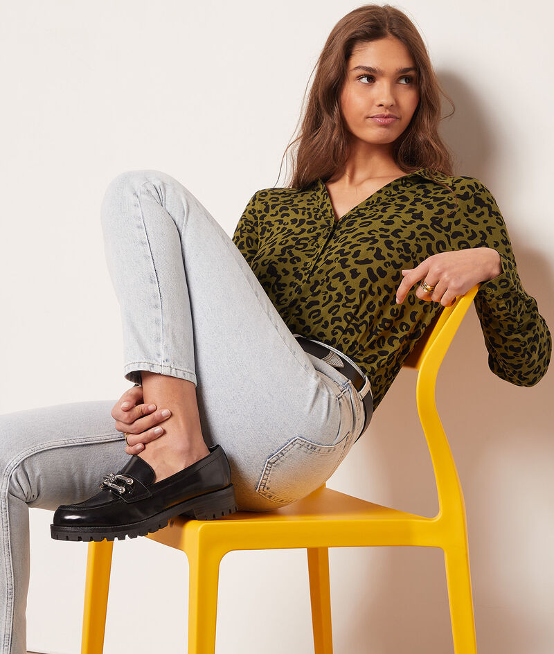 Leopard Print Blouse;${refinementColor}