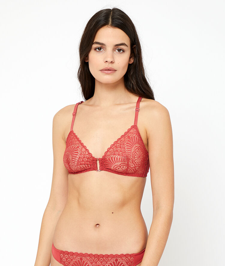 Non-wired triangle bra red.