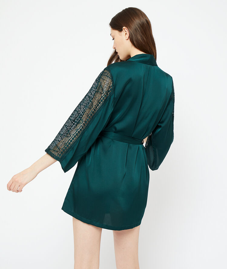 Satin kimono green.