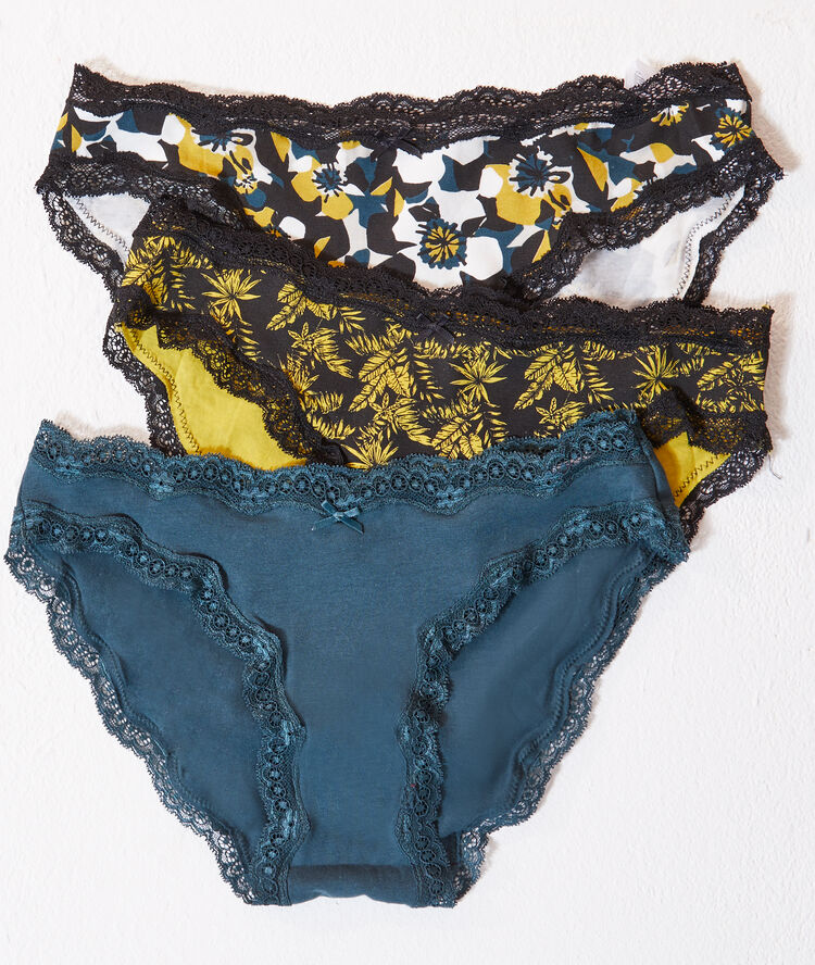 Lot de 3 slips imprim&eacute;s vert sapin.