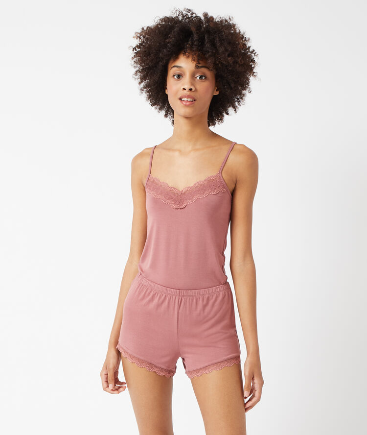 Short bords dentelle blush.