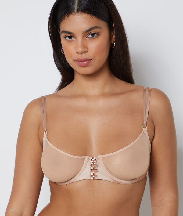 Unlined tulle and silk bra;${refinementColor}