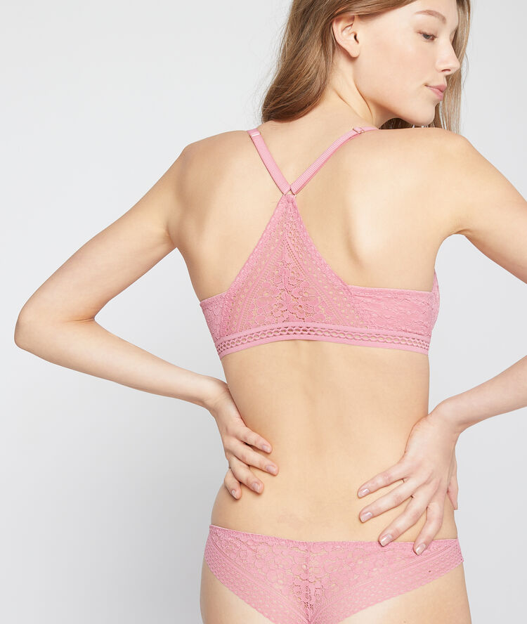 Bra n&deg;5 - floral lace padded bra pink.