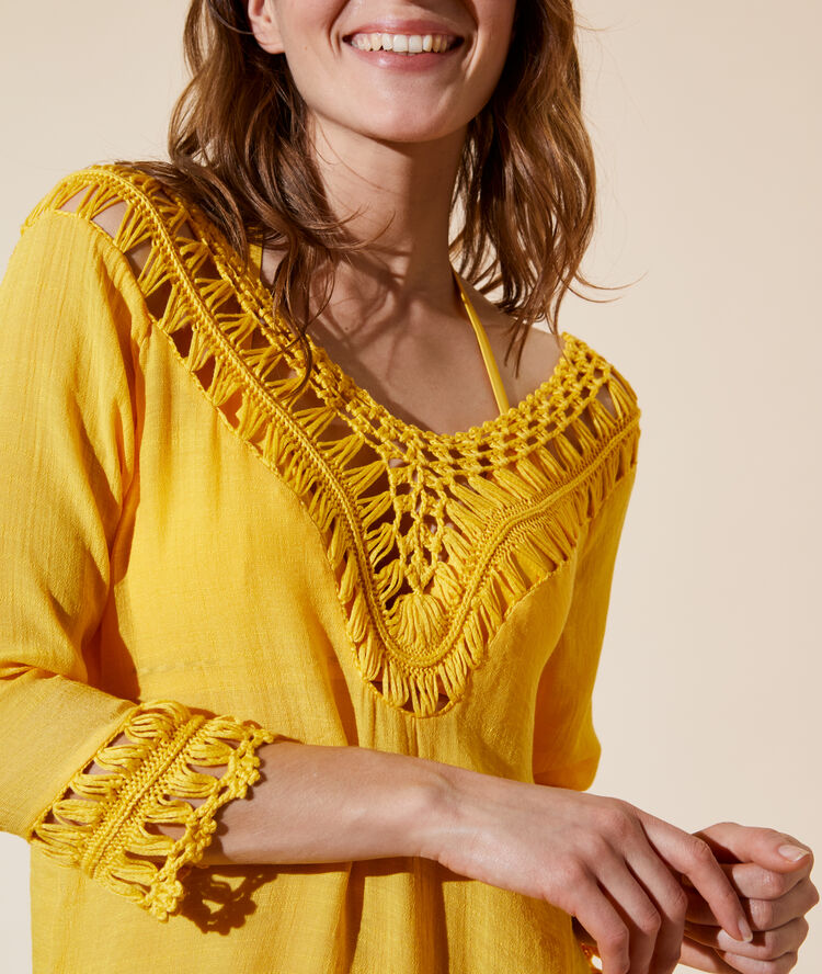 Beach cover up yellow.