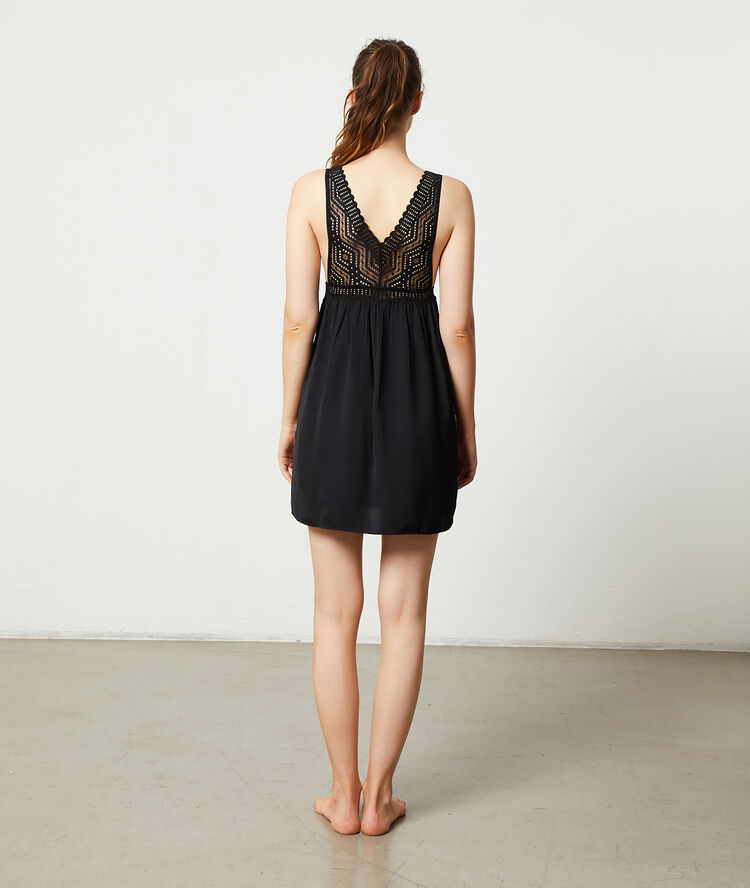 Lace trimmed slip black.