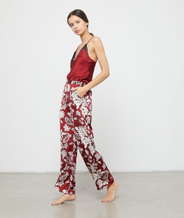 Lace satin top red brick.