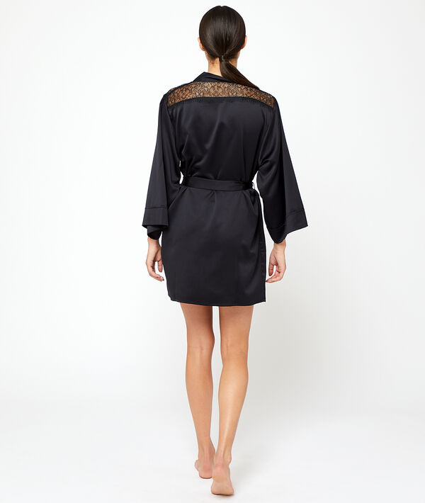 Satin kimono, lace detailing Satin kimono, lace detailing