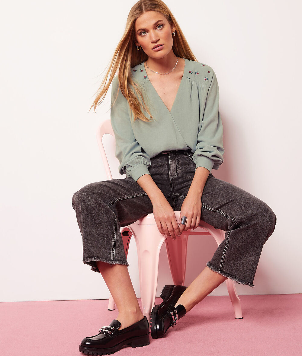 Blouse with embroidery details;${refinementColor}