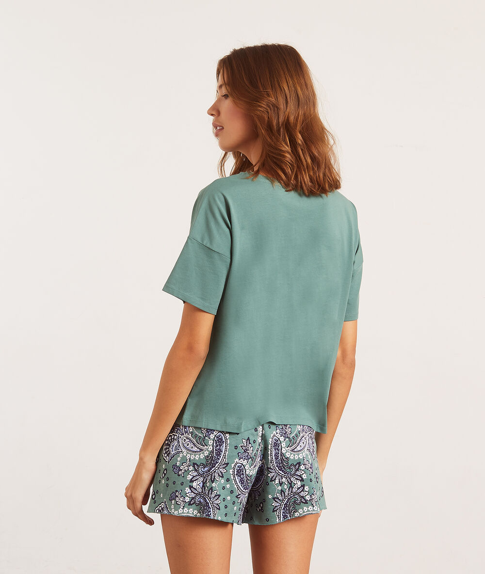 Top manches courtes "enjoy" vert.