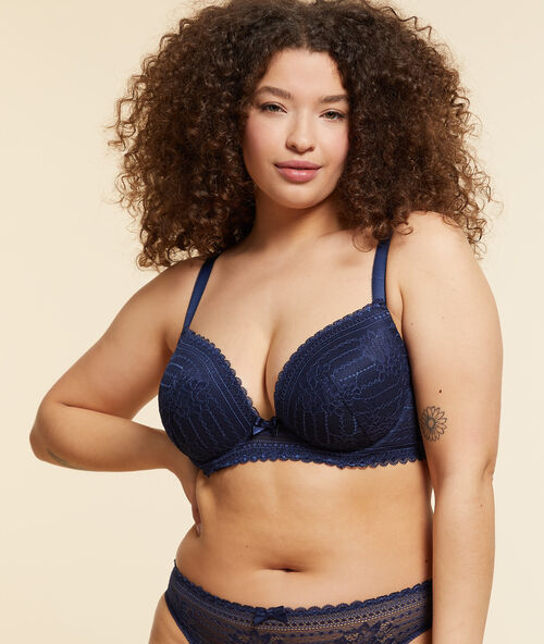 Soutien-gorge n°5 - ampliforme classique en dentelle marine.