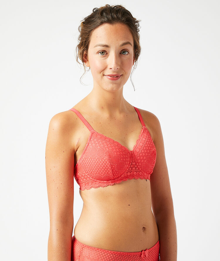 Post-masectomy light padded bra coral.