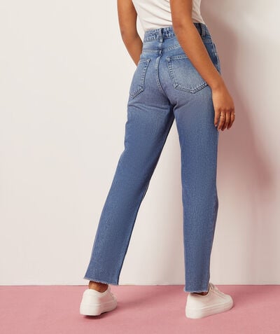 Cotton high waist jeans;${refinementColor}