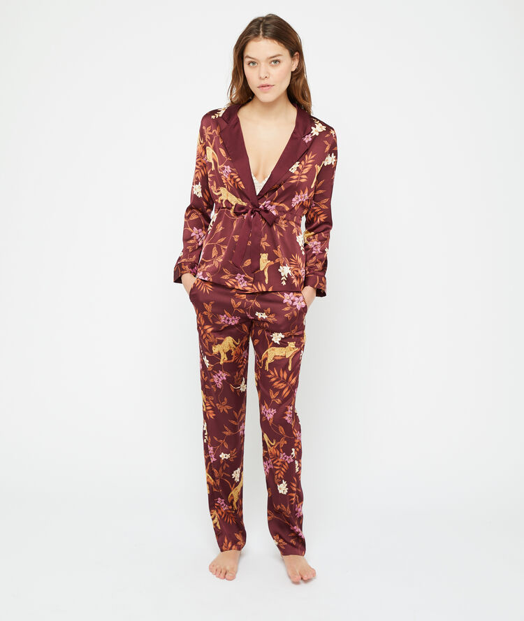 Leopard print trousers burgundy.