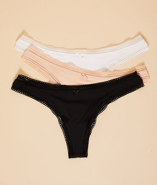 3 pack tanga briefs, openwork edges bords 3 pack tanga briefs, openwork edges bords