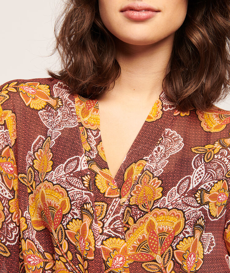 Floral print kimono brown.