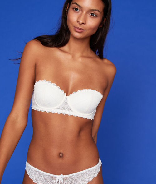Bandeau bra with removable straps ecru.