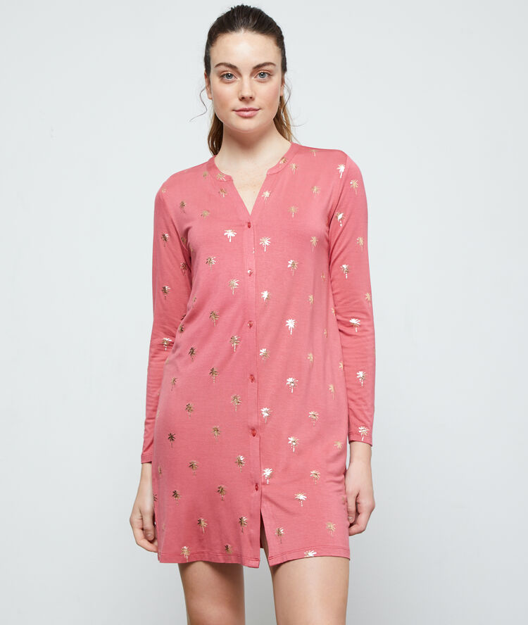 Palm tree printed nightshirt pink.