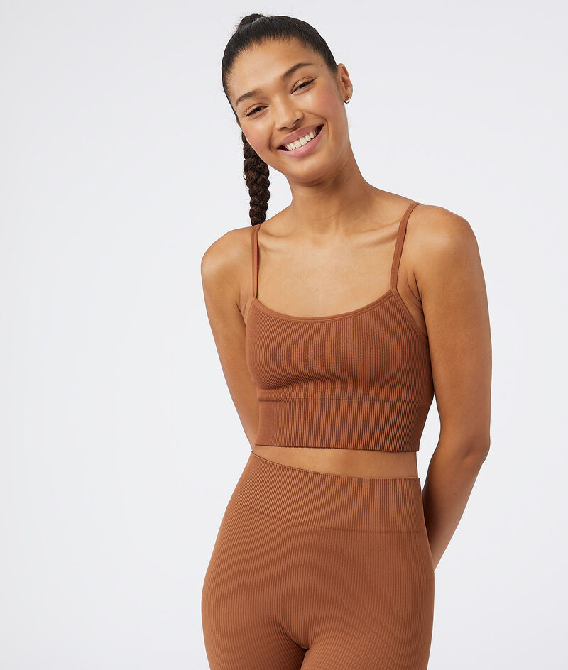 Seamless Ribbed Sports Bra;${refinementColor}