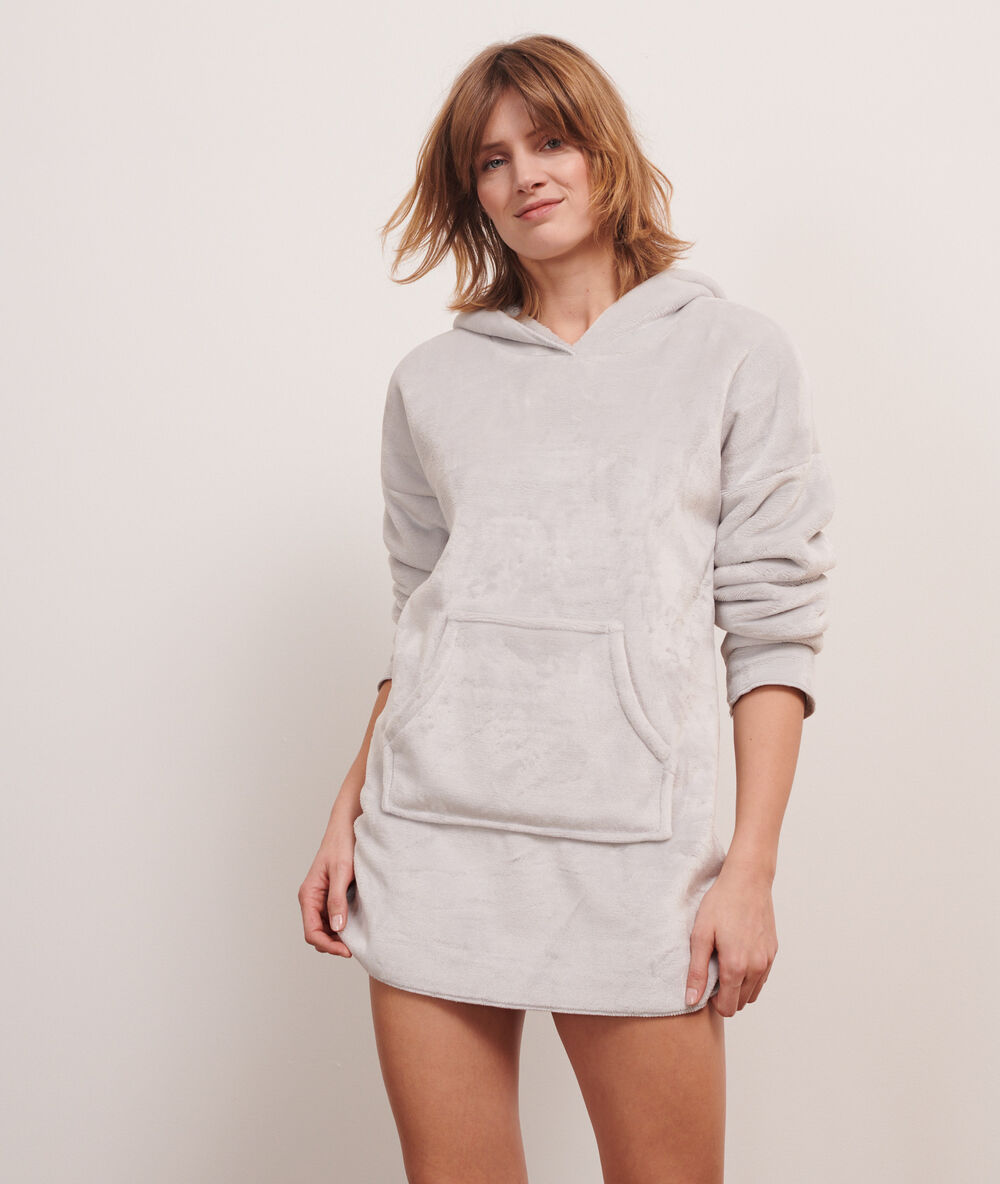 Hooded fleece sweatshirt  grey.