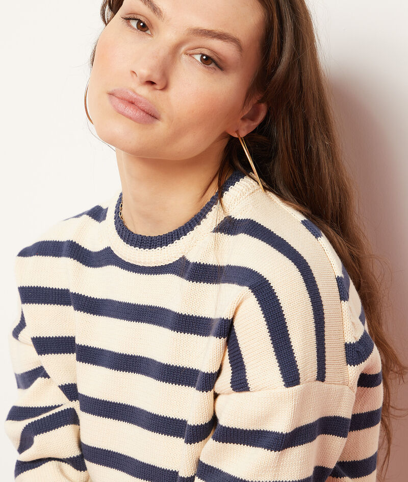 Striped knit sweater;${refinementColor}