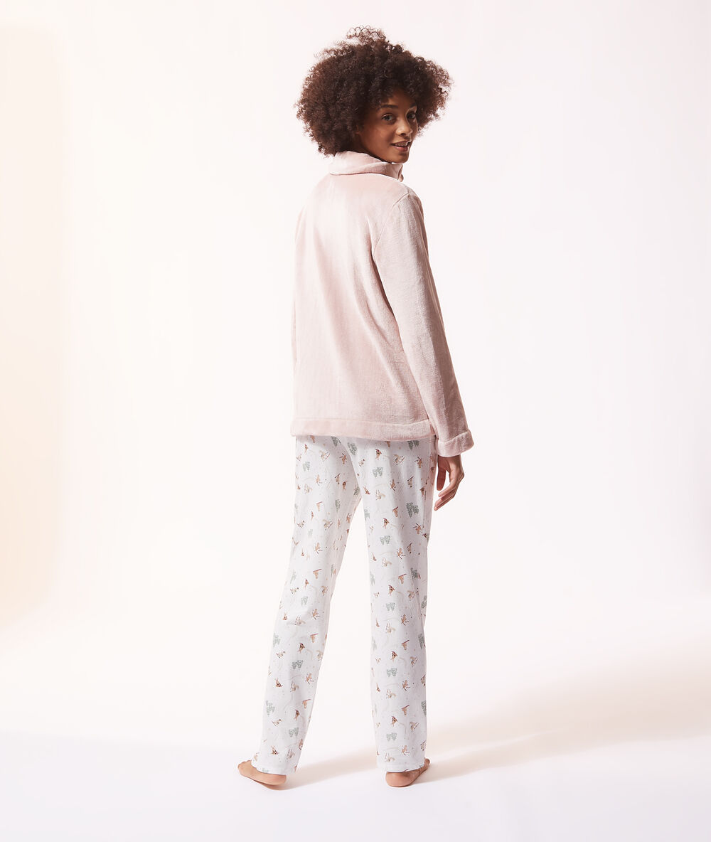 3 piece pyjama, fleece cardigan pink.