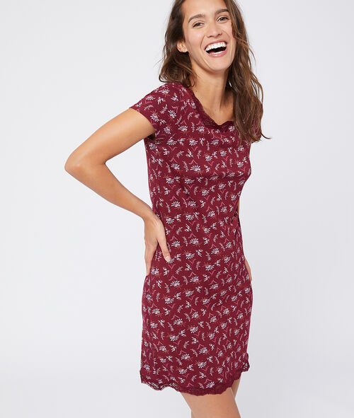 Floral chemise with lace neckline Floral chemise with lace neckline